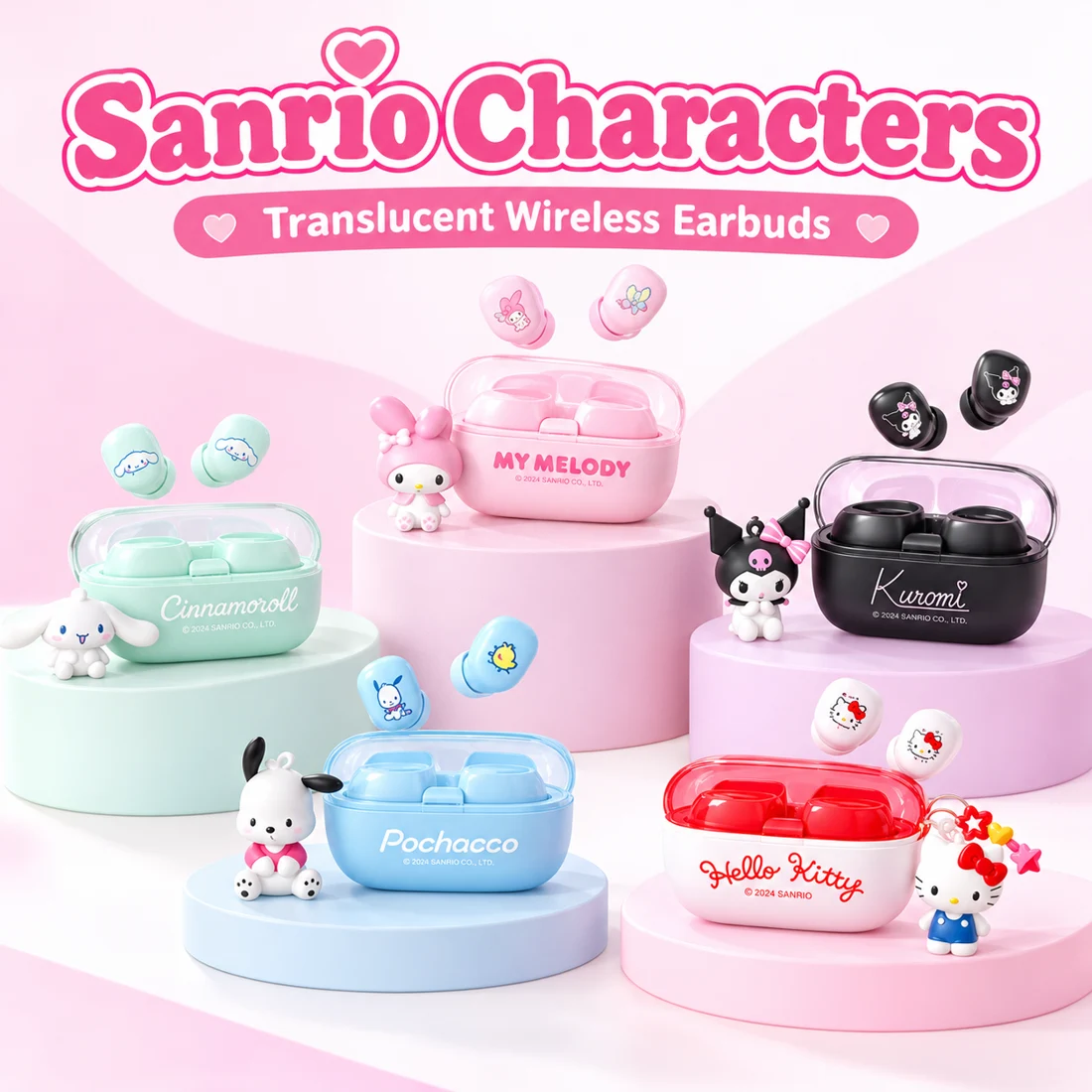 Sanrio Family Translucent Bluetooth Earbuds