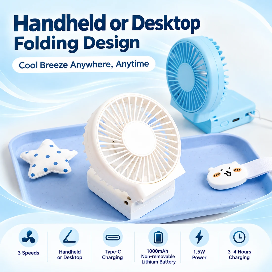 Joke Bear & Friends Portable Folding Fan