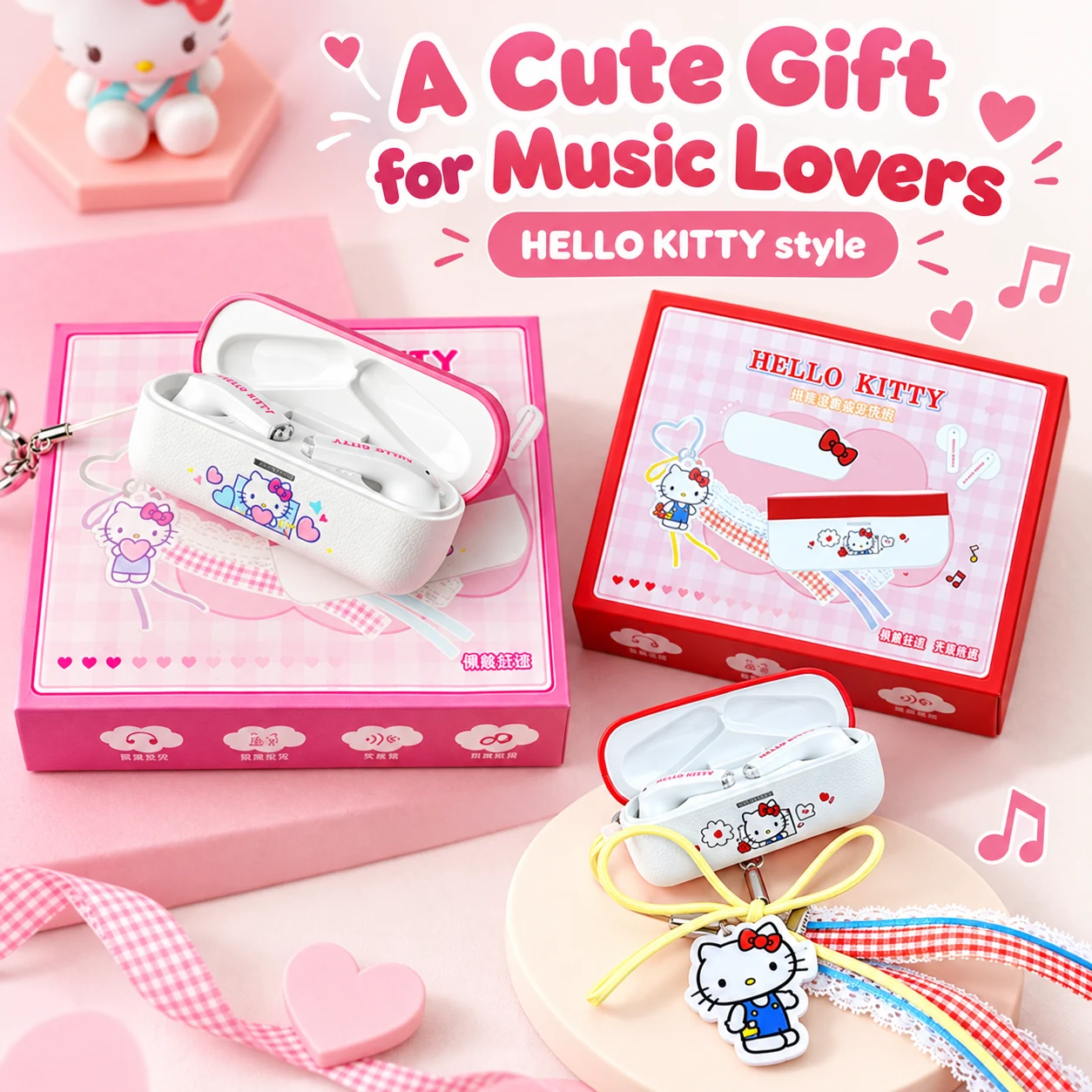 HELLO KITTY Moonlight Box Bluetooth Earbuds retail packaging