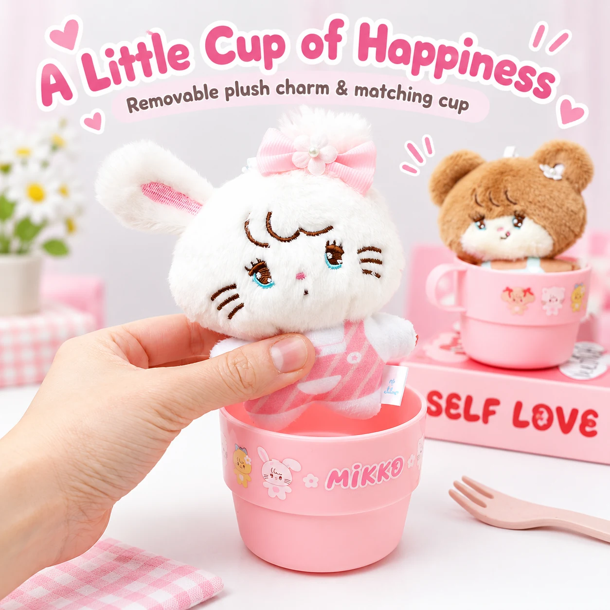Mikko Sweet Cup Plush Charm Surprise Box — Removable plush and matching cup