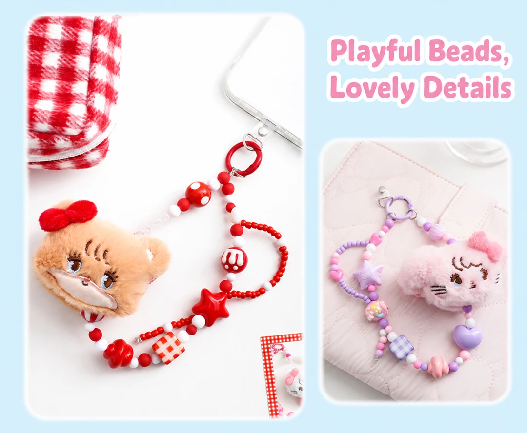 Mikko Colorful Beaded Plush Charm Blind Box — Plush and bead details